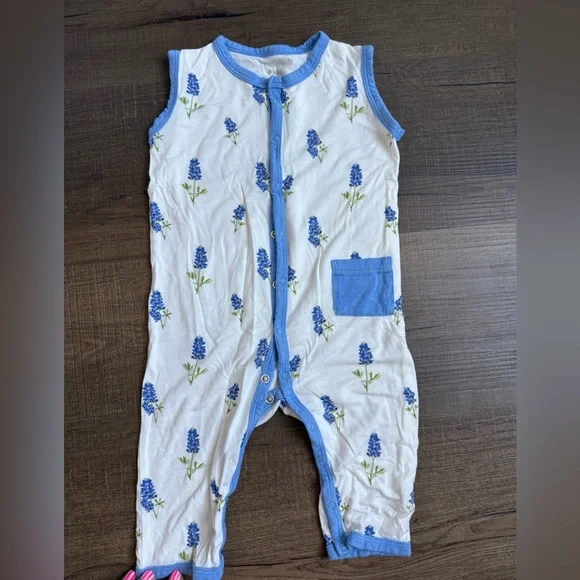 Kyte BABY Blue and White Floral One Piece - Picture 1 of 2